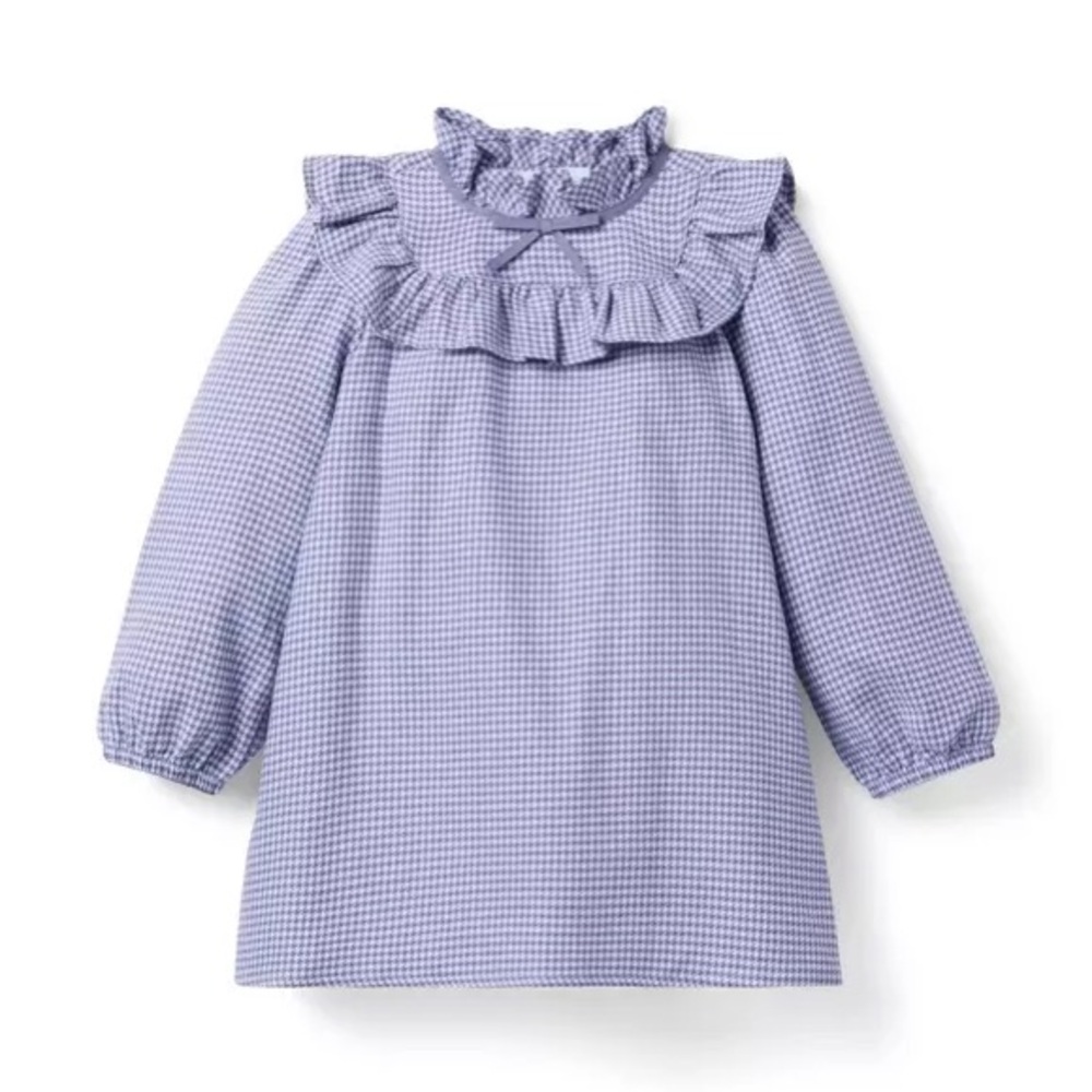 Janie and Jack Lavender Gingham Ruffle Collar Long Sleeve Dress